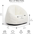 N&V Small Bean Bag Chair for Kids, Children Mini Bean Bag Sack, Foam Filling, Includes Removable and Machine Washable Cover, 27in, Soft Faux Fur (White) by TinyTreasures Baby Boutique
