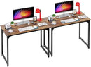 PayLessHere | 39 Inch Computer Desk | Brown | Office Desk with Metal Frame, Adjustable Feet | Water-Resistant, Scratchproof Surface | Sturdy Writing Table for Home Office or Study | Pack of 2 by CozyNest Decor