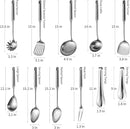 304 Stainlss Steel Kitchen Utensils Set, 11 Pcs Long Metal Cooking Utensil Gadgets Tools Set with Spatula, Ladle, Spoon, Ladle, Skimmer, Tunner, Pasta Server, Tongs(Silver, Dishwasher Safe) by CozyNest Decor