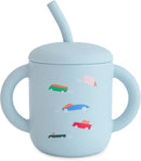 mushie 100% Silicone Training Cup & Straw for Toddlers | 6 Months+ (Retro Cars) by TinyTreasures Baby Boutique