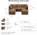 mopio Oversized Modular Sectional Sofa with Fully Removable Covers and Storage, Convertible U, L-Shaped and Sleeper Sectional, Modern Couches with Ottoman Chaise (Hazelnut Velvet, 5 Seats, U) by CozyNest Decor