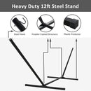 SUNCREAT Hammocks Extra Large Hammock with Stand Included, Double Hammock with Curved Spreader Bar, Black Stripes by GreenHaven Gardens