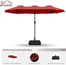 Shintenchi 16FT Large Patio Umbrella with Base, Outdoor Double-Sided Rectangular Umbrella, Market Umbrella with Crank Handle for Poolside Lawn Garden, Red by GreenHaven Gardens