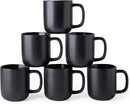 AmorArc 14oz Coffee Mugs Set of 6, Ceramic Coffee Mugs with Large Handle & Wavy Rim for Latte/Hot Cocoa/Tea, Stylish Coffee Mugs for Men Women. Oven,Dishwasher&Microwave Safe, Matte Black by CozyNest Decor