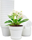4 inch Small Plastic Nursery Pots, Seedling Pots, 16 Pack Plant Pots for Indoor Outdoor Plants, Flower Pots with Drainage Holes and Saucers, Decorative Planters for House Plants, White by GreenHaven Gardens