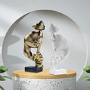 aboxoo Thinker Statue, Silence is Gold Abstract Art Figurine, Modern Home Resin Sculptures Decorative Objects Piano Desktop Decor for Creative Room Home, Office Study Decor (Large Black) by CozyNest Decor
