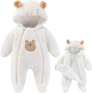Fairy Baby Newborn Baby Winter Snowsuit Bear Thick Romper Footie Double Zip Hooded Jumpsuit Fleece Coat Infant Boy Girl 0-12M by TinyTreasures Baby Boutique