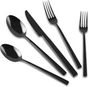 Stainless Steel Flatware Set Hand Forged 18/10 Silverware Set Mirror Black Cutlery Set with Cuboid Handle Matte Finished 20 Pieces Home Event Use Wedding Housewarming Gift Service for 4 by CozyNest Decor