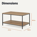 Amazon Basics Rectangular Coffee Table with Bottom Shelf, Living Room Center Table, Wooden, 19.9" D x 31.5" W x 16.5" H by CozyNest Decor