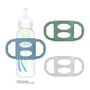 Dr. Brown's Narrow Baby Bottle Handles, 100% Silicone, Easy Grip Removable Handles for Bottle to Sippy Cup Transition, Blue/Gray/Green, 3-Pack, 4m+ by TinyTreasures Baby Boutique