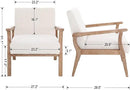 Accent Chair Mid Century Modern Armchair, Linen Upholstered Living Room Accent Armchair with Wood Frame, Farmhouse Chair Indoor Corner Chair for Living Room Bedroom, Ivory by CozyNest Decor