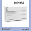 Storkcraft Crescent 6 Drawer Double Dresser (White) – GREENGUARD Gold Certified, Nursery Dresser for Kids Bedroom by TinyTreasures Baby Boutique