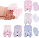 Baby Caps and Mittens Newborn Hospital Beanie Hats No Scratch Gloves Soft Babies Gift Set for Boys Girls by TinyTreasures Baby Boutique