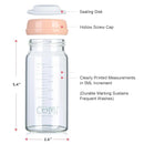 COMI Wide Neck Glass Breastmilk Collection n Storage Bottle, 8oz with Screw Ring Sealing Disk; Re-markable Sealing Disc. BPA Free, Fits Breast Pumps & Nipples (4 Pink Lids) by TinyTreasures Baby Boutique
