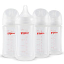 Pigeon PP Nursing Bottle Wide Neck, Anti-Colic, Streamlined Body, Natural Feel, Easy to Clean, 8.1 Oz(Pack of 4), Includes 4pcs M Nipples (3m+) by TinyTreasures Baby Boutique