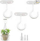 Ceiling Hooks for Hanging Plants-Metal Heavy Duty Wall Mounted Hangers for Hanging Bird Feeders, Planters, Wind Chimes, Include Professional Drywall Anchors (Pure White) 3 Pack by GreenHaven Gardens