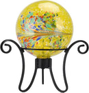 10 Inch Gazing Ball Glass Reflective Garden Globe Outdoor Gazing Globe Yard Ornament for Garden Yard Home Outdoor Decoration Yellow（NOT Solar