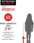 Zebco Youth 29-Inch Floating Spincast Reel and Fishing Rod Combo, Size 20 Reel, Pre-Spooled with 6-Pound Cajun Line by TinyTreasures Baby Boutique