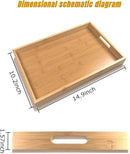 Large Bamboo Wooden Tray with Handles, Rectangular Natural Solid Wood Dinner Tray, Bamboo Wood Original Color. Suitable for Kitchen,Bedroom, Coffee, Party bar. (14.9x10.2 inches) by CozyNest Decor
