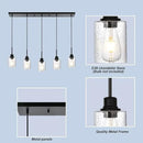 Black Chandelier 5 Light Dining Room Lighting Fixtures Hanging Linear Pendant Lights Industrial Modern Chandelier with Seeded Glass for Kitchen Island Living Room Bedroom Foyer Hall Entryway by CozyNest Decor