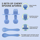 Silicone Baby Feeding Set | Baby Led Weaning Supplies Includes Suction Bowls and Divided Plates, Adjustable Bib, Baby Utensils Spoons and Forks,Cup | Baby Feeding Essentials (Deep Blue) by TinyTreasures Baby Boutique