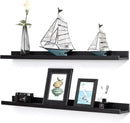 Black Floating Shelves 36 Inch Modern Picture Frame Shelf for Wall Picture Ledge Shelves with Lip Wooden Book Toy Shelves Set of 2 Bathroom Shelf Organizer for Living Room Bedroom Kitchen Wall Decor by CozyNest Decor