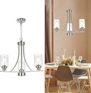 BONLICHT Contemporary Chandelier 3 Light Brushed Nickel Modern Lighting Fixtures Hanging Clear Glass Shades Pendant Light Classic Ceiling Lamp for Kitchen Dinging Room Living Room Bedroom Hallway by CozyNest Decor