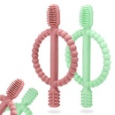 Baby Teething Toys with Easy-Hold Handle, Silicone Infant Toothbrush, Textured On Both Sides Helps Massage, Soothe Sore Gums, Teething Toys for Babies 0-6 Months, 6-12 Months Bright Green & Caramel by TinyTreasures Baby Boutique