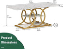GiftGo Rustic Coffee Table with Storage Modern 3 Tier Center Living Room Table Faux Marble Wooden Rectangle Cocktail Tea Table for Office Bedroom Elegant Full Moon Design (White Gold, L-47) by CozyNest Decor