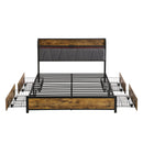Modern Bed Frame With LED Lights, Upholstered Headboard, USB Charging by Unique Piece Furniture