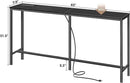 SUPERJARE Console Table with Outlet, 63 Inch Sofa Table with Charging Station, Narrow Entryway Table, Skinny Hallway Table, Behind Couch Table, for Living Room, Plants, Black by CozyNest Decor