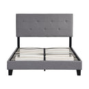 Full Size Upholstered Platform Bed Frame With Modern Button Tufted Linen Fabric Headboard, No Box Spring Needed, Wood Slat Support - Gray by HouseOfZazla