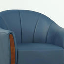 360° Swivel Accent Chair, Modern Leather Barrel Club Chair with Leather Upholstery and Sturdy Wood Base, Comfortable Armchair for Living Room, Bedroom, Reading Nook, Blue by CozyNest Decor