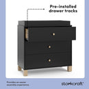 Storkcraft California 3-Drawer Chest with Removable Changing Topper (Black with Driftwood) – GREENGUARD Gold Certified, Interlocking Drawer System, Pre-Installed Tracks, Easy Assembly by TinyTreasures Baby Boutique