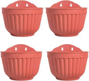 4 Pack Brick Red Wall Hanging Planter Pot Vertical Garden Living Wall Mount Window Hang Indoor Outdoor Plant Flower Basket for Kitchen Herbs Balcony Railing Shelf Fence Bedroom Trellis Decor Modern by GreenHaven Gardens