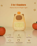 Capybara Alarm Clock with Night Light for Kids, Cute Toddler Alarm Clocks for Bedrooms Ok to Wake Clocks for Girls and Boys, Rechargeable Silicone Animal Tabletop Lamp for Kid by TinyTreasures Baby Boutique