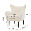 Style Velvet Arm Chair With Wingback And Flared Arms - Ivory by HouseOfZazla