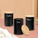 Black Canister Sets for Kitchen Counter,Tea coffee canisters,sugar container,3 Canisters,900ML/30.43OZ by CozyNest Decor