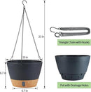 2 Pack Hanging Planters for Indoor Outdoor Plants, 10 Inch Hanging Flower Pot Basket with Drainage Hole with Removable Tray&Hooks Self Watering Plant Pot for Hanging Plants, Dark Grey by CozyNest Decor