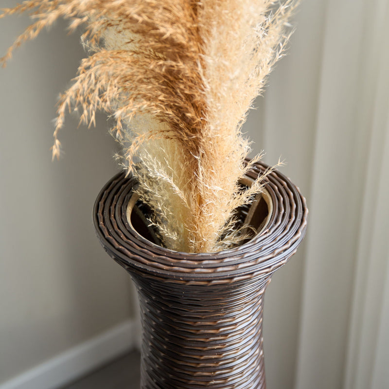 Tall Standing Designer Floor Vase Durable Artificial Rattan Elegant 2 Tone Finish Ideal Decor Accent For Living Room, Bedroom, Entryway Stylish Home Decor Statement Piece - Black / Gray, photo 9 of 17