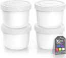 BALCI - 16oz Ice Cream Containers with Silicone Lids (Set of 4) - 1 Pint Each Freezer Food Storage Containers, Reusable, LeakProof, For Homemade IceCream Containers - White with Sprinkles by TinyTreasures Baby Boutique