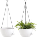 12 Inch Hanging Baskets 2 PC with Chains, Self-Watering Hanging Planters for Indoor Outdoor Plants, Plastic Hanging Flower Pots,White by CozyNest Decor