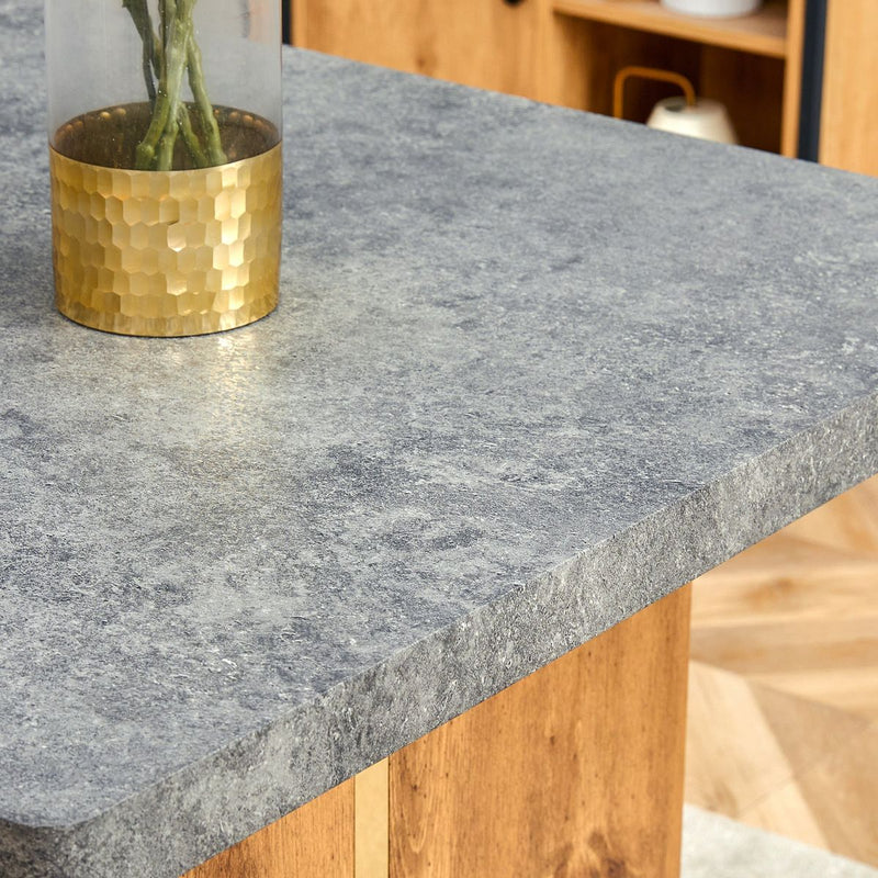 Table and chair set.Cozy Modern MDF Dining Set -67'x35.4' with 4 Gray  Artificial Leather Chairs With Curved Widened Cushion Design.Suitable for restaurants, kitchens, dining rooms,etc.