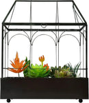 Large Tall Glass Plant Terrarium – House Succulent Terrarium Kit with Lip and Tray Glass Greenhouse Terrarium for Plant 9.5”X5.7”X11.4”
