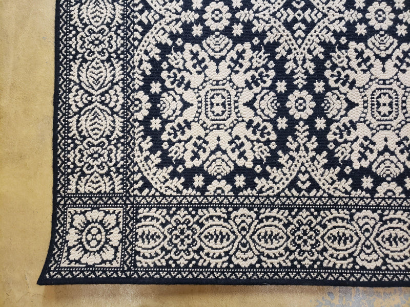 4x6 Power-Loomed Rug Dark Navy Blue & Ivory Oriental Carpet Nice