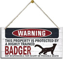 Warning Sign, Badger Warning Wood Plaque Sign, Funny Door Signs, Decorative Wood Hanging Suspension Plaque, Farmhouse Wooden Wall Decor, Outdoor Hanging Wooden Signs by CozyNest Decor