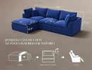 110" Cloud Sectional Couches for Living Room, Boneless L-Shape Couch with Ottoman, 3 Seater Modular Sectional Sofa, Blue by CozyNest Decor