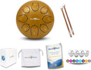 The Balmy Drum - 8 Note 6 Inch Steel Tongue Drum, Steel Drum Instrument, Drums For Children and Adults, Balmy Drum Set for Kids with Music Book, Handpan, Mallet and Carry Bag (Gold) by TinyTreasures Baby Boutique