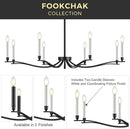 Black Chandelier, Modern Dining Room Light Fixture 8 Light Candle Chandelier Over Table 44in Metal Chandeliers Lighting for Living Room Entry Master Bedroom Bathtub Kitchen by CozyNest Decor