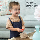 Silicone No Spill Snack Cups for Toddlers – Portable Baby Snack Cup Containers with Dustproof Lid – Dishwasher-Friendly Toddler Spill Proof Cups Without BPA, Lead, or Phthalates – Blue and Beige by TinyTreasures Baby Boutique